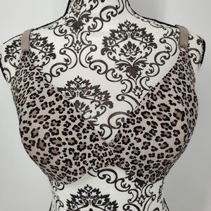 Jessica Simpson Leopard Print Bra - Brown and Black Size 38D